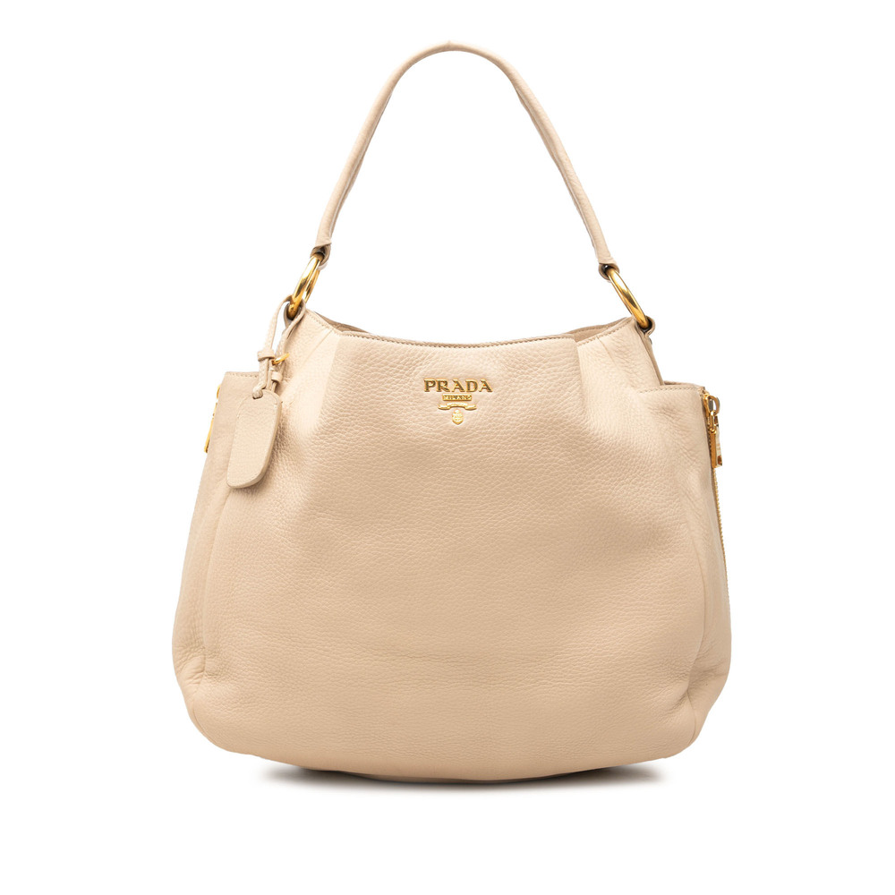 Pre-Loved Prada Vitello Daino Side Zip Pocket Hobo